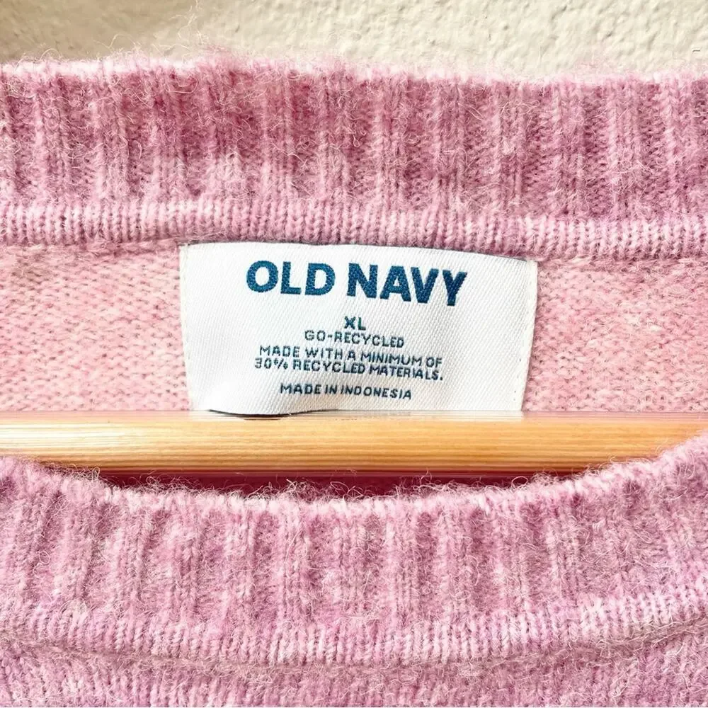 NEW Old Navy Wool Blend Cozy Crew-Neck Pink Ombré Sweater Women's XL $45